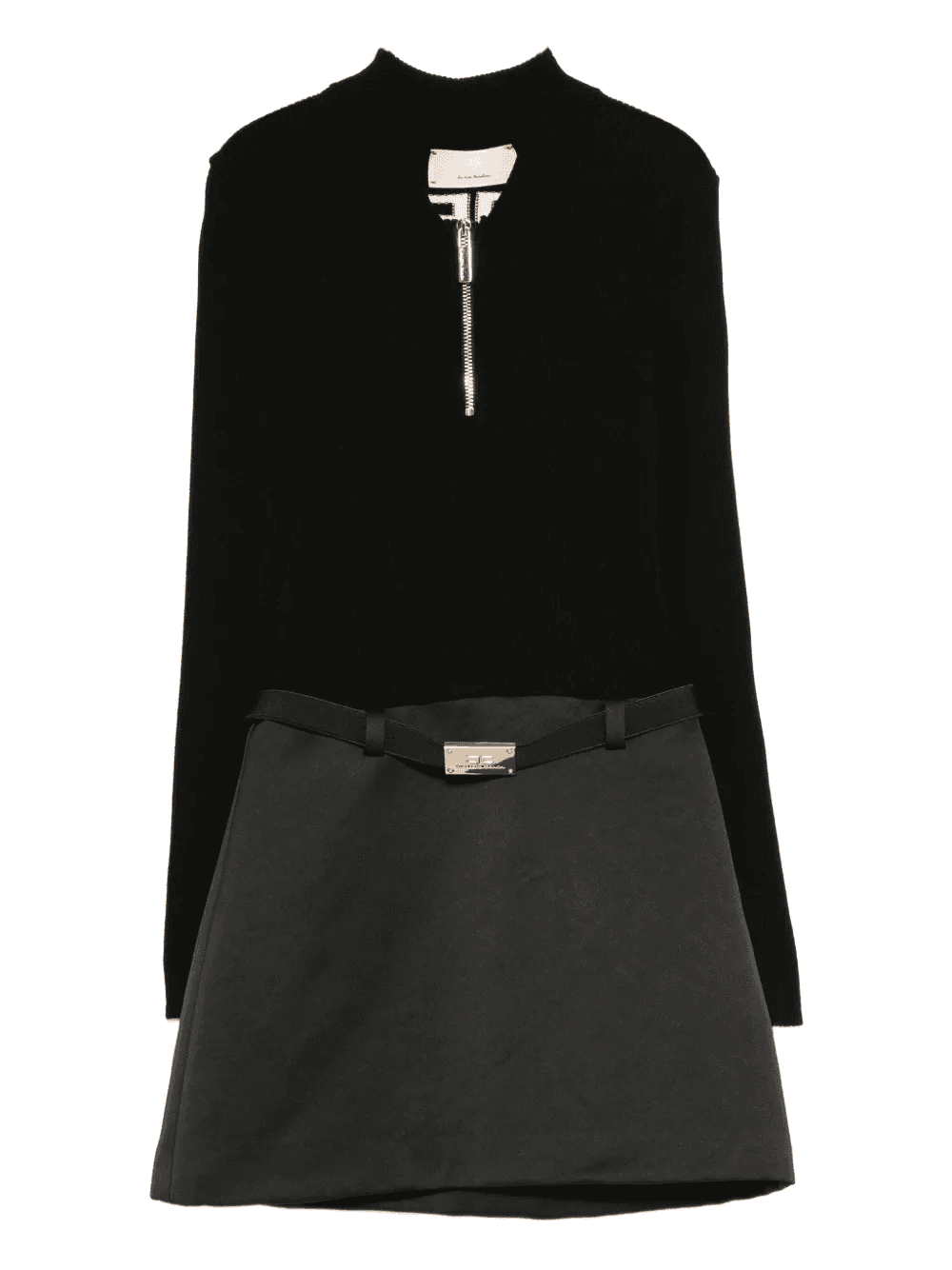 zip-neck belted mini dress - Image 1