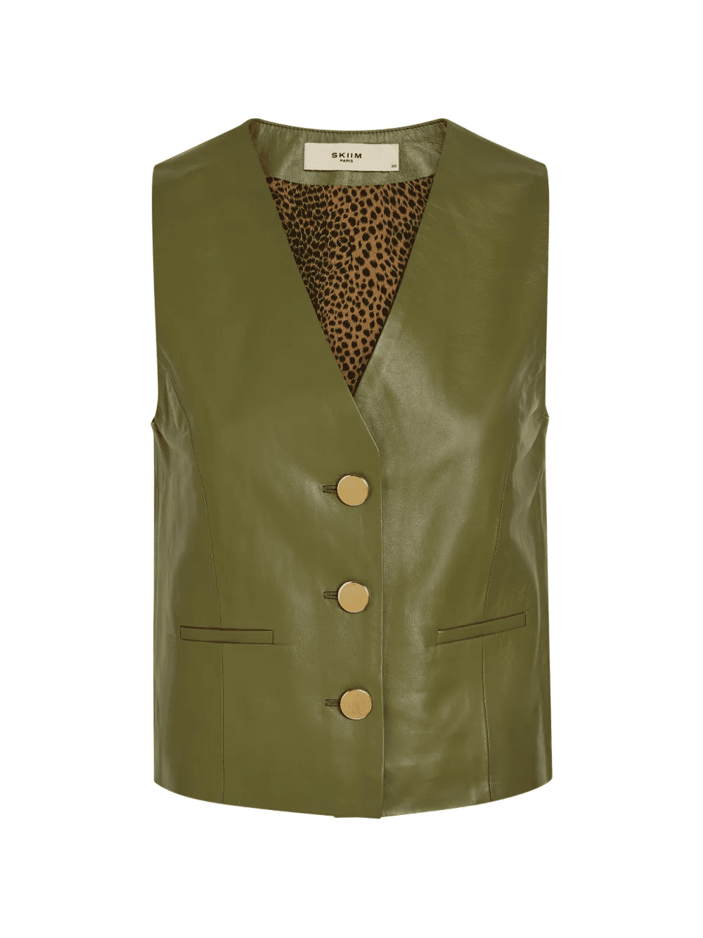 V-neck leather waistcoat - Image 1