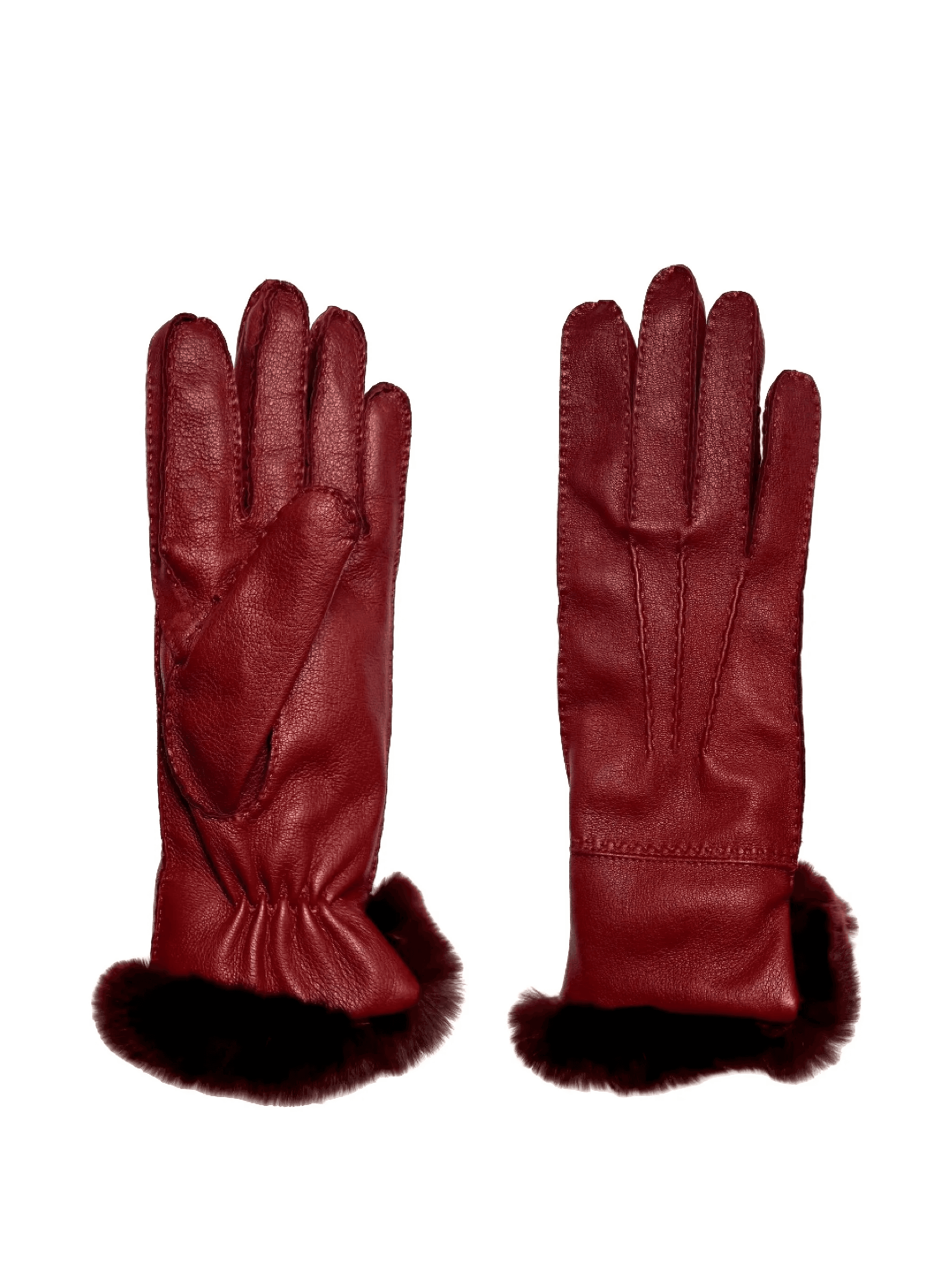 fur-trimmed leather gloves - Image 1