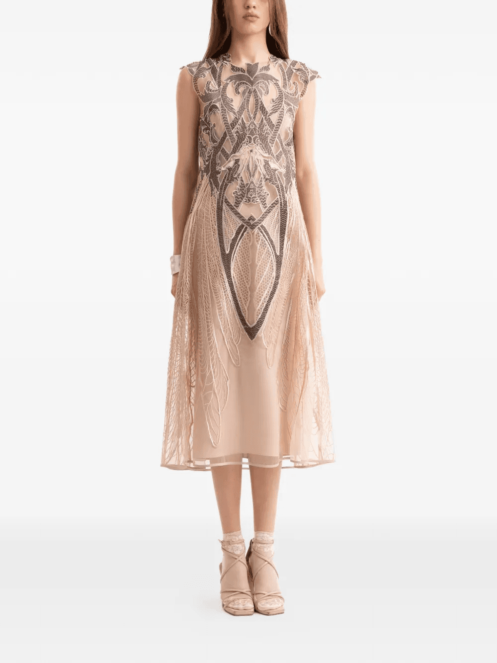 embroidery-details midi dress - Image 1