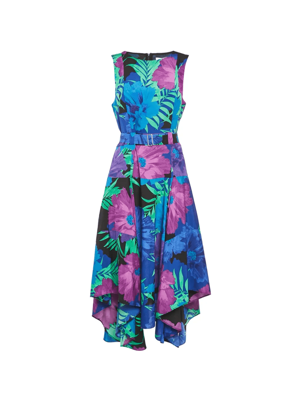 floral-print asymmetrical midi dress - Image 1
