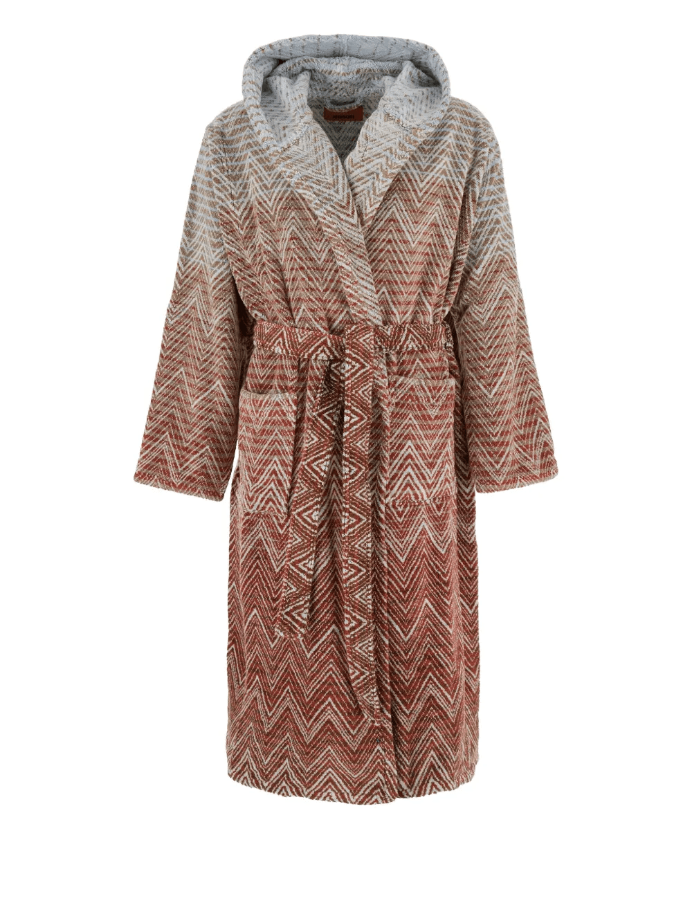 hooded zigzag-motif dressing gown - Image 1