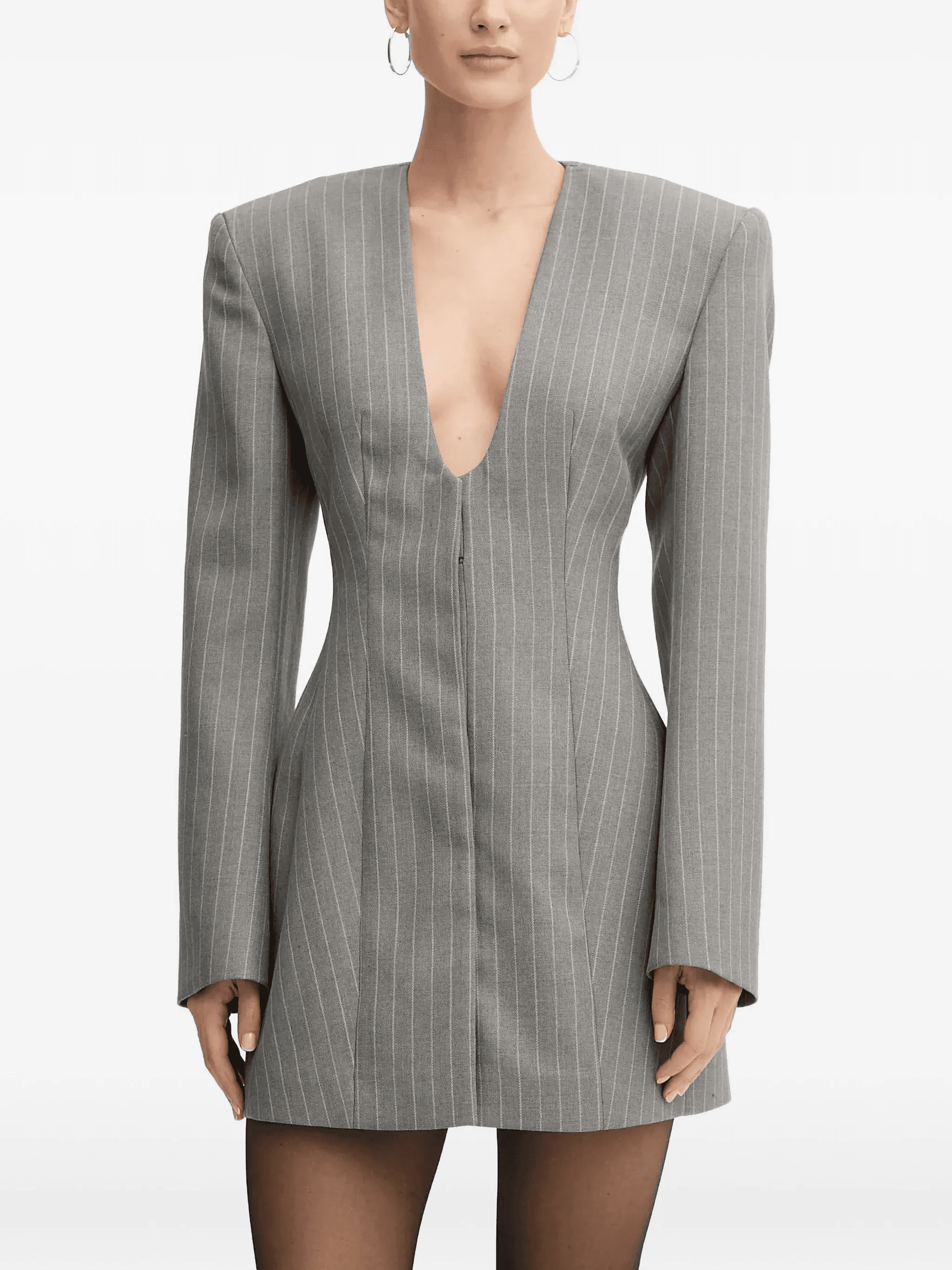 Selvie pinstripe V-neck dress - Image 1