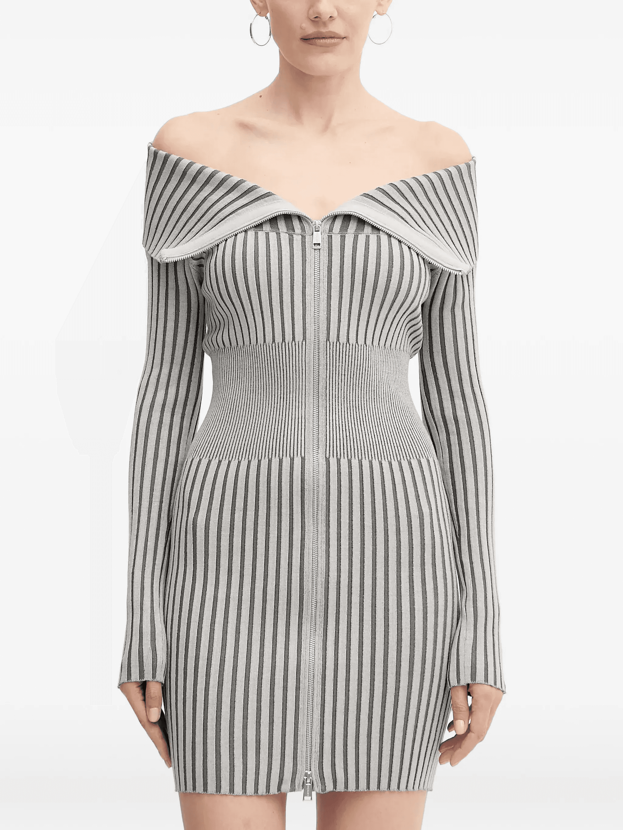 striped zip-fastening mini dress - Image 1