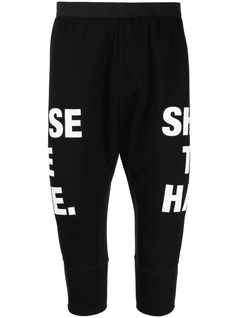 slogan-print drop-crotch shorts - Image 1
