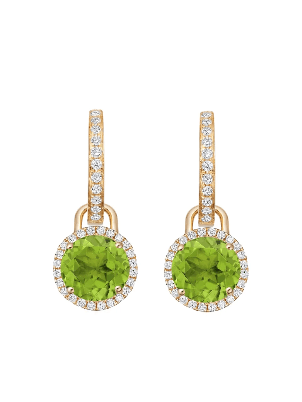18K yellow gold Grace peridot and diamond drop earrings - Image 1