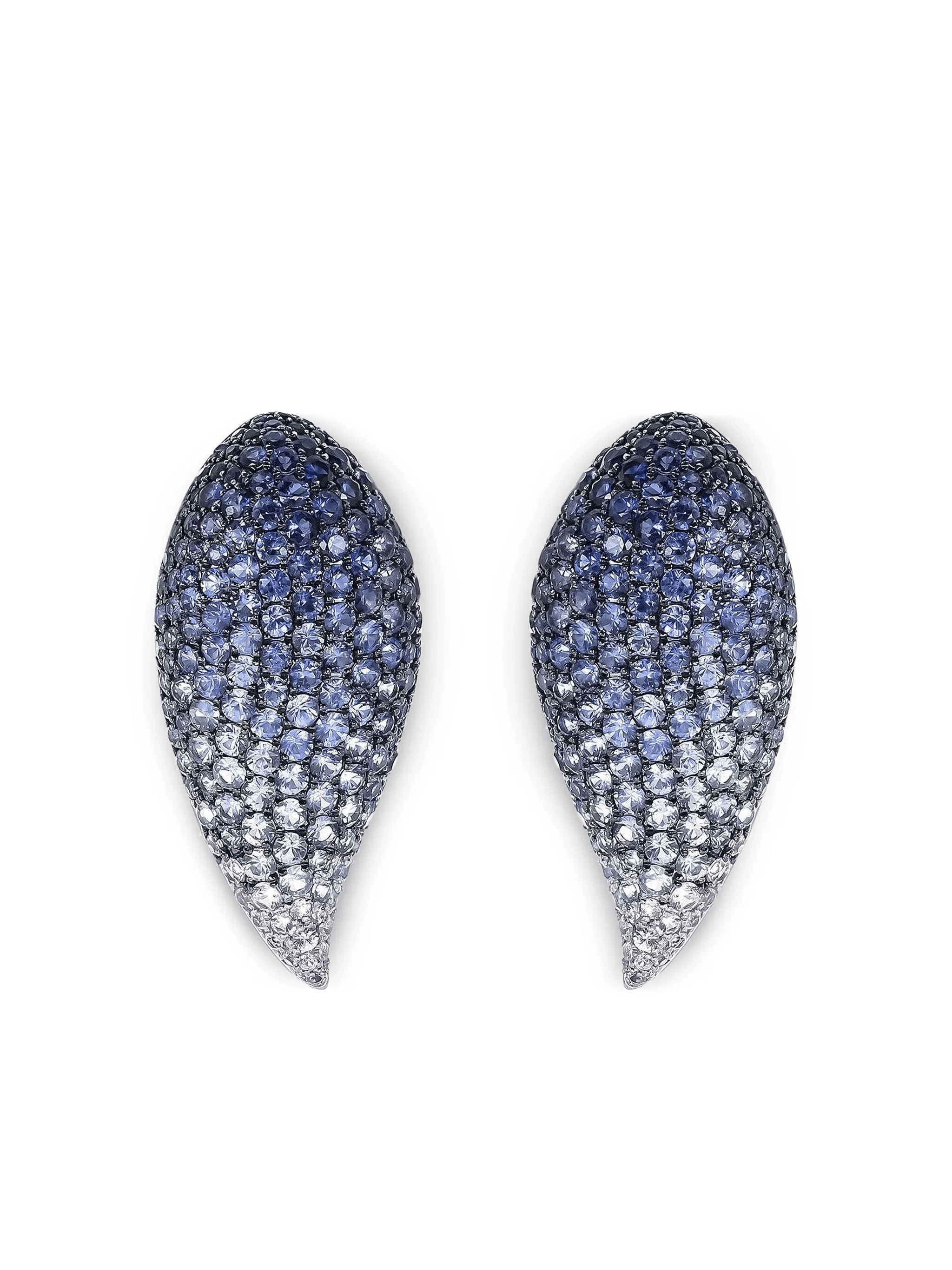 white gold sapphire leaf stud earrings - Image 1