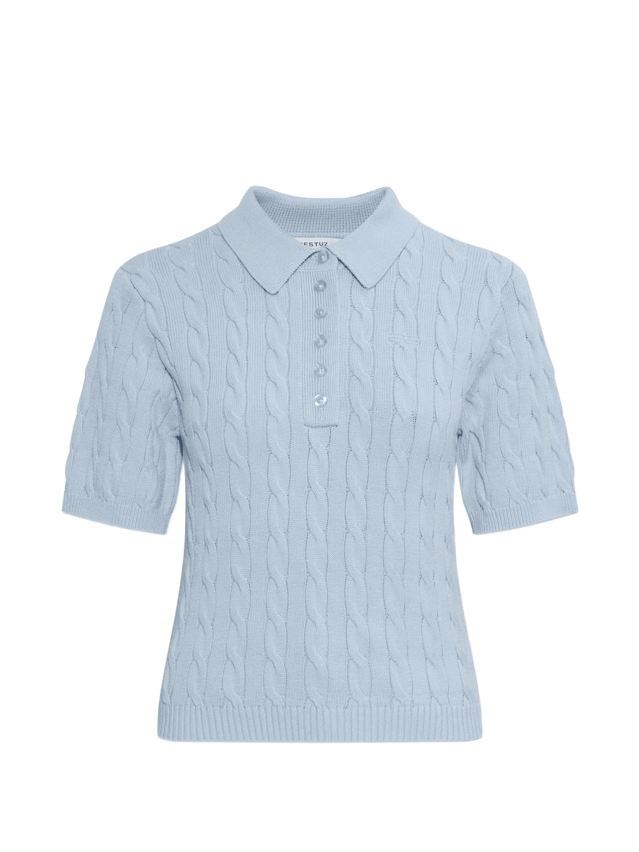 cable-knit polo top - Image 1
