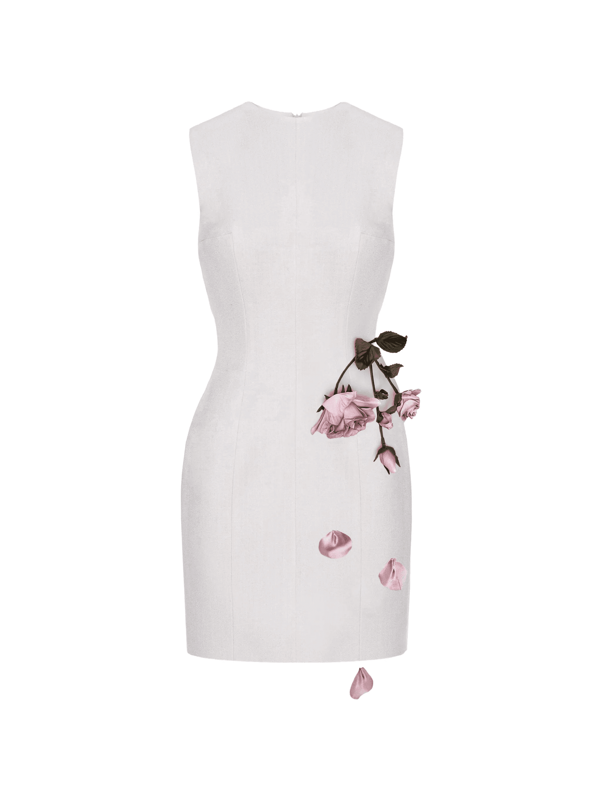 rose-appliqué sleeveless mini dress - Image 1
