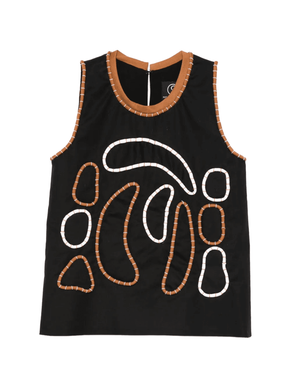 brown-trim blouse - Image 1