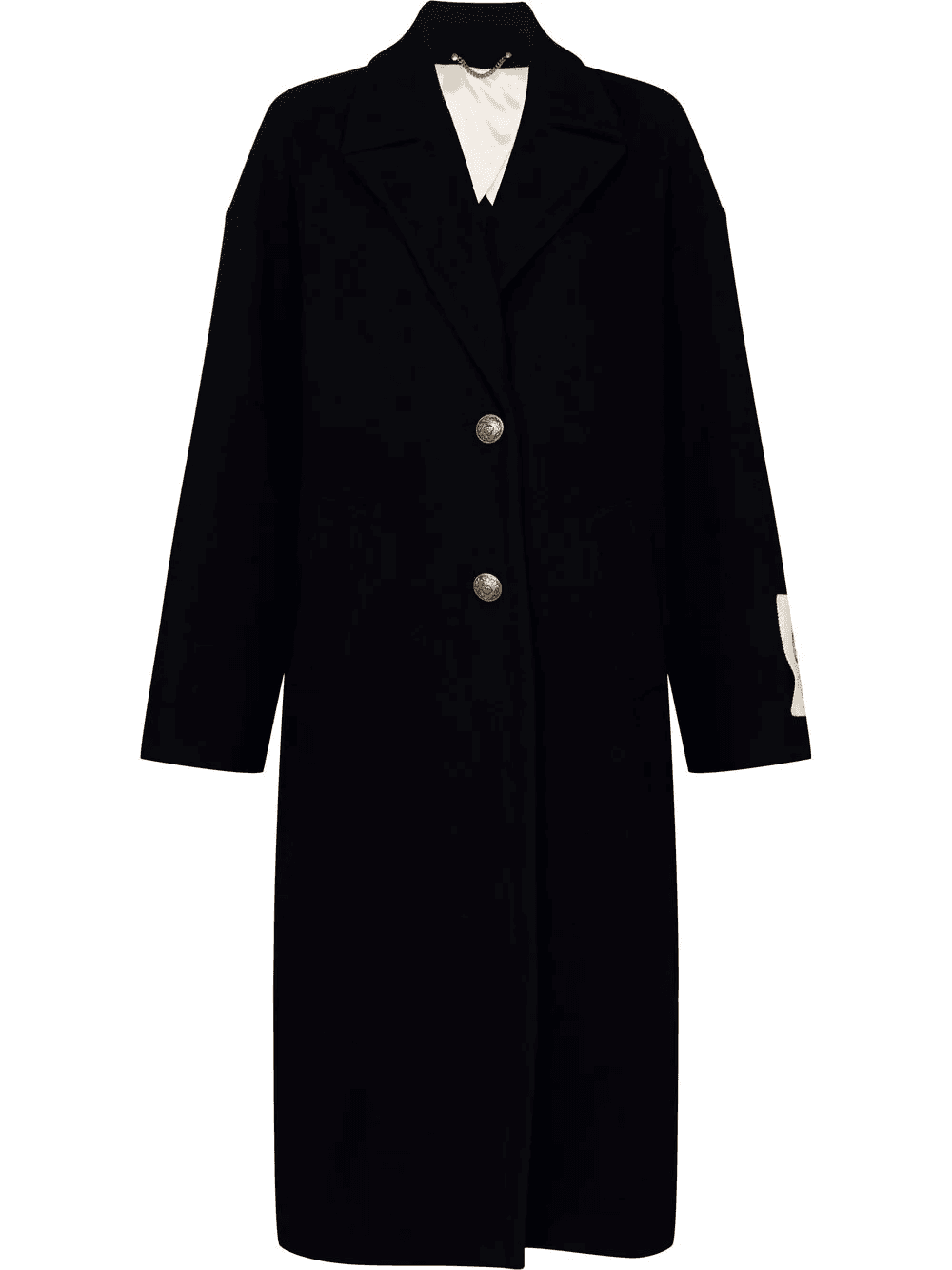 logo-patch single-breasted coat - Image 1