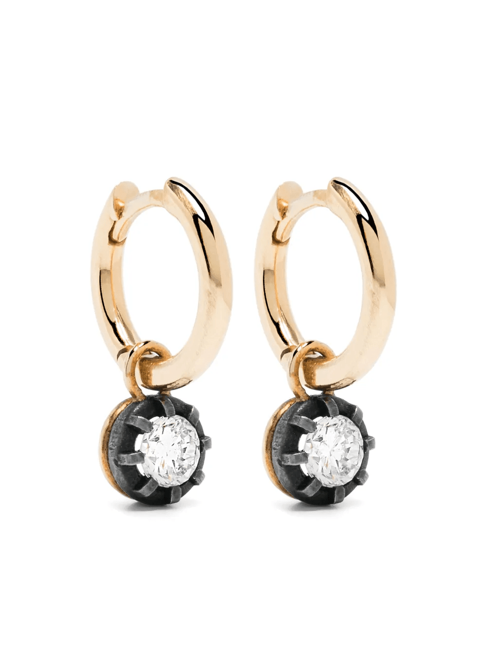 18kt yellow gold diamond earrings - Image 1