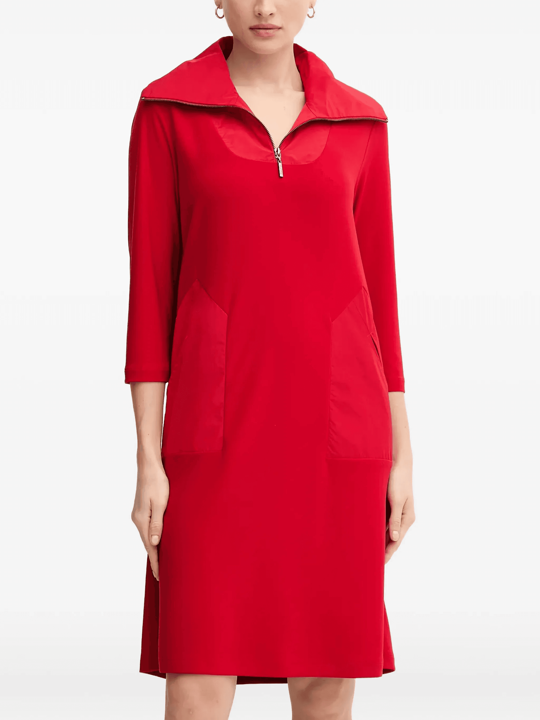 zip-collar pocket midi dress - Image 1