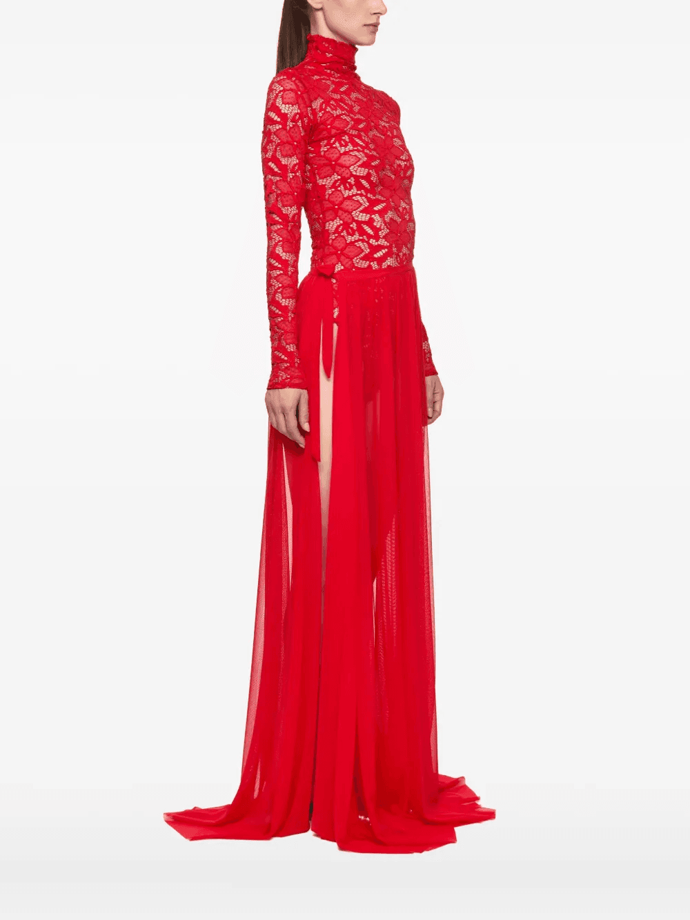 lace-panelled bodysuit and skirt set - Image 1