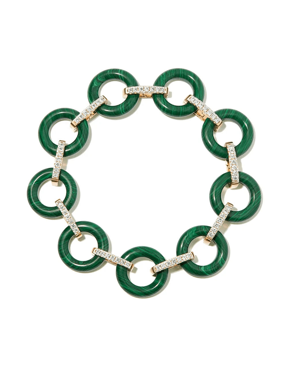 14kt yellow gold malachite and diamond bracelet - Image 1