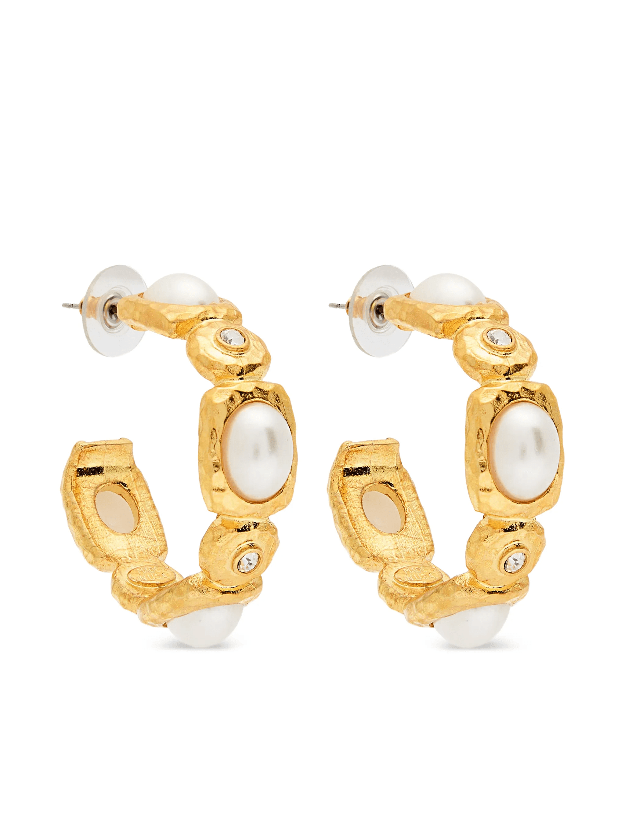 faux-pearl-embellished earrings - Image 1