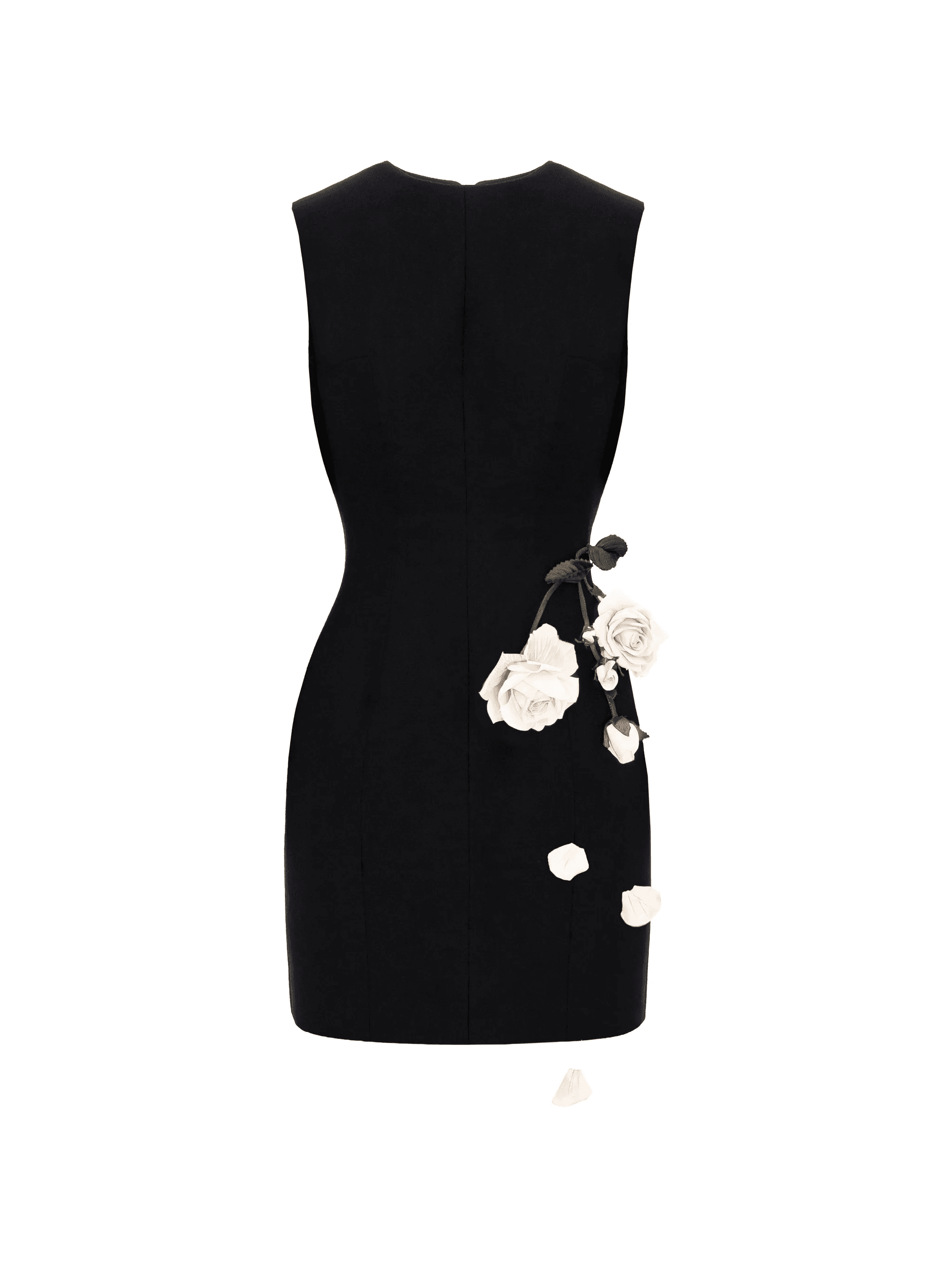 rose-appliqué sleeveless mini dress - Image 1