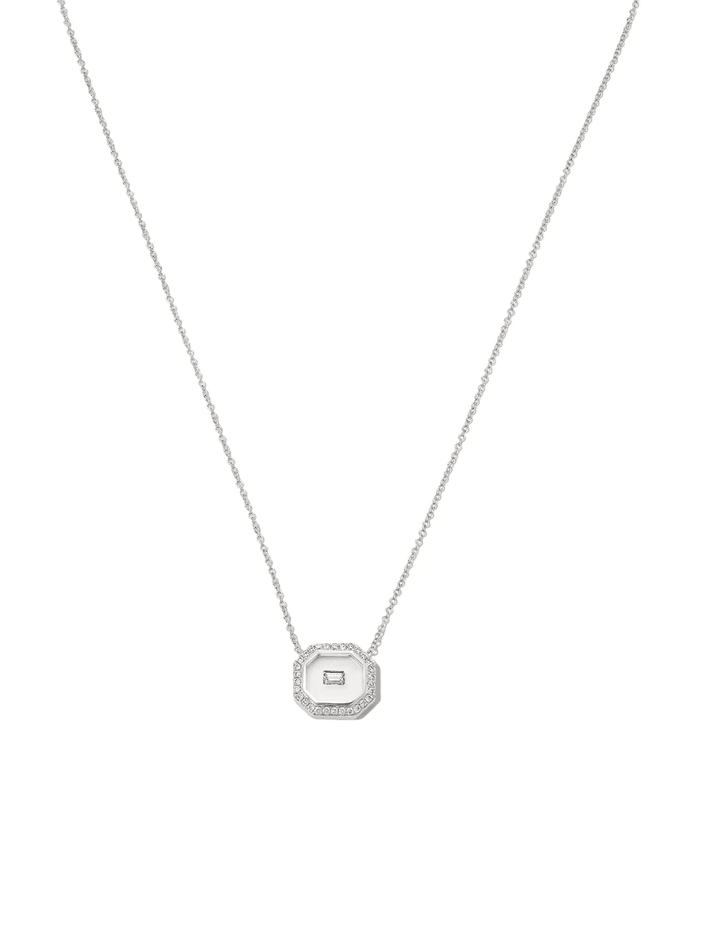 18kt white gold diamond and enamel necklace - Image 1