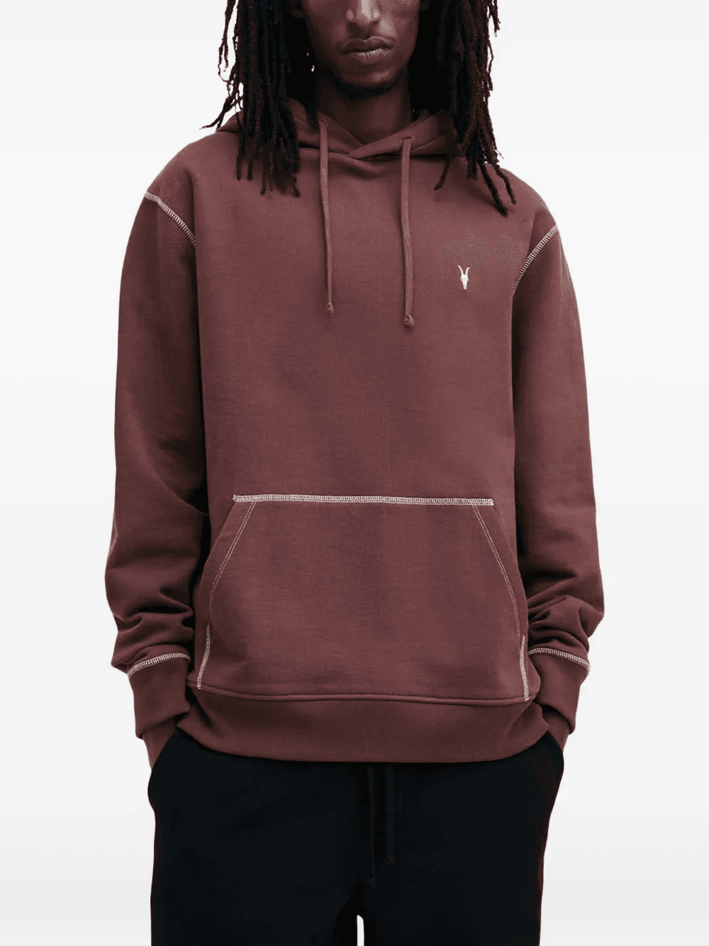 Amir contrast-stitch hoodie - Image 1
