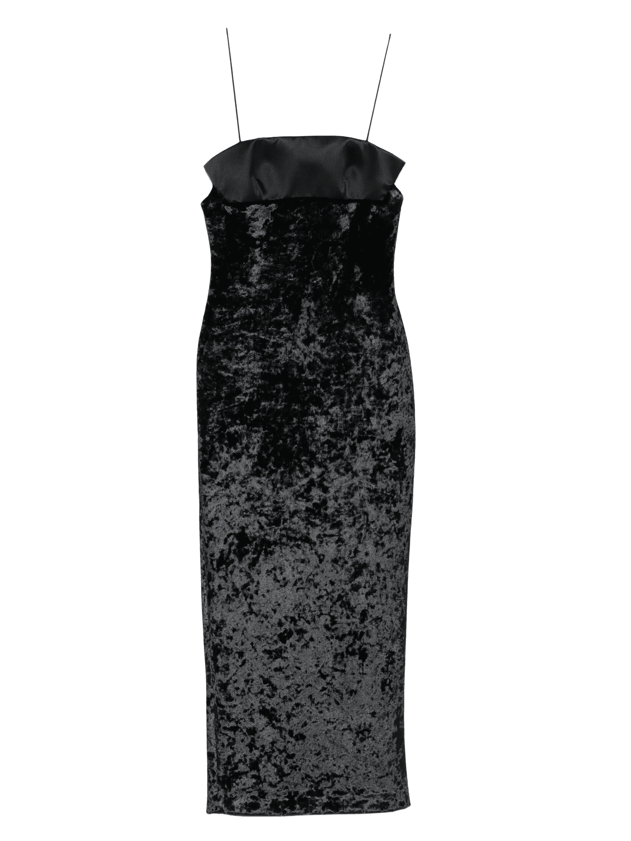 velvet-crushed satin-panel dress - Image 1