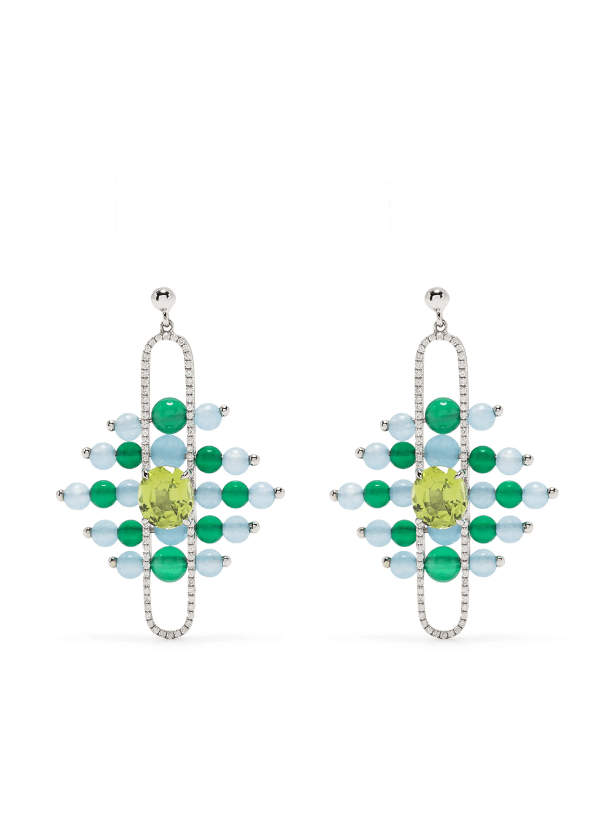 18kt white gold diamond pave Impressionists Dangle earrings - Image 1