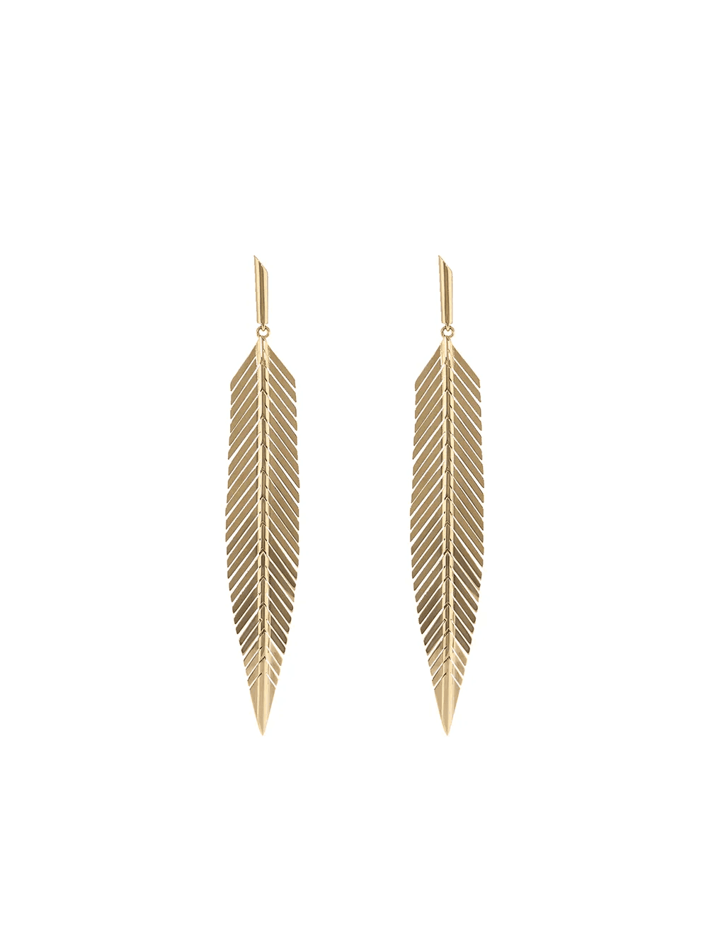 18kt rose gold large feather drop earrings - Image 1