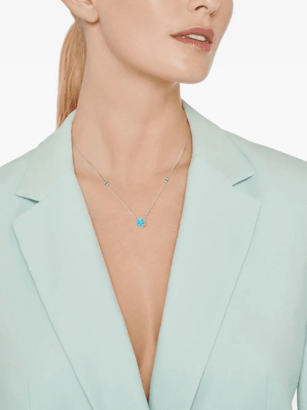 18kt white gold Grace diamond and topaz necklace - Image 1