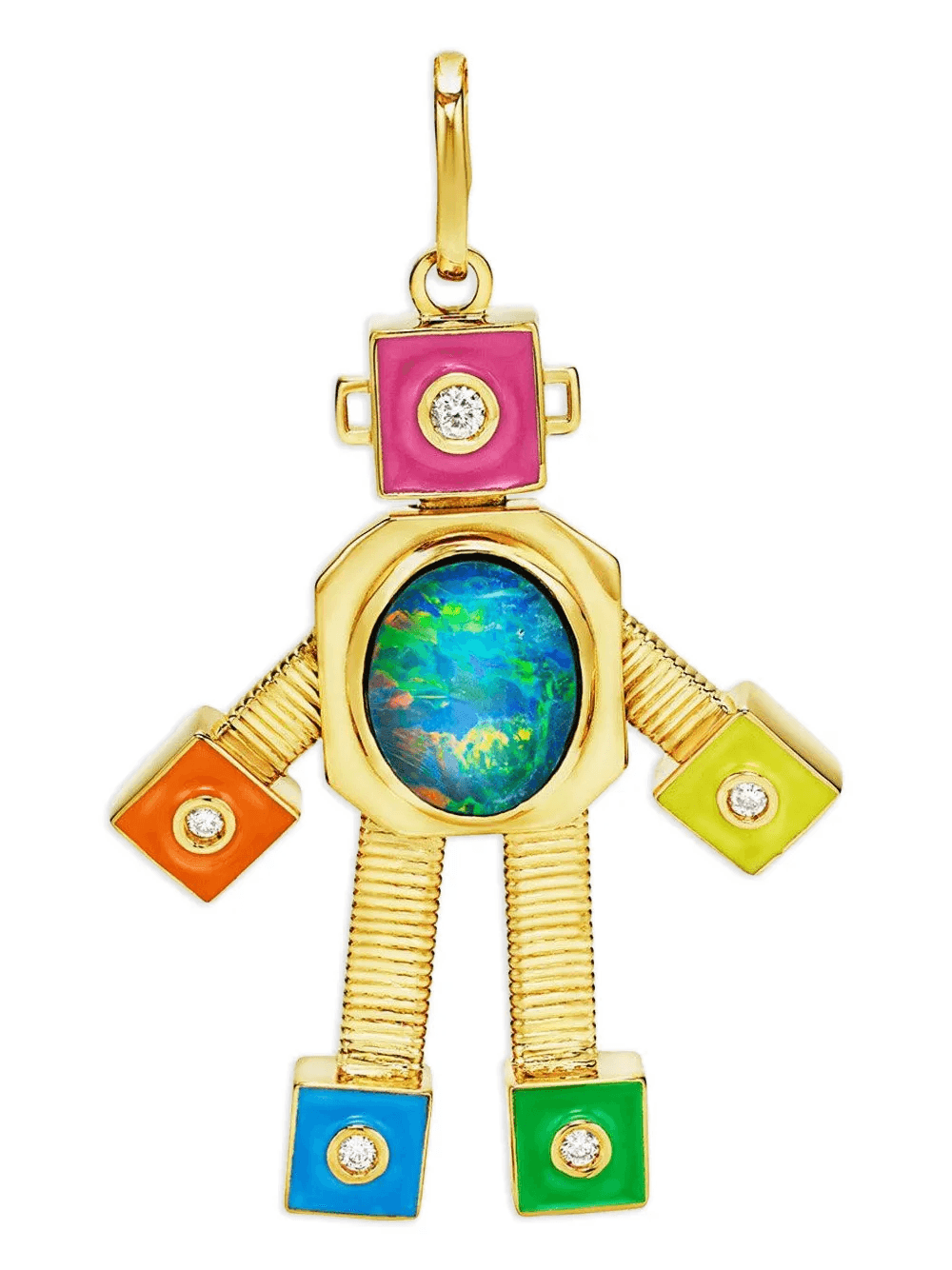 18K yellow gold Galaxy Heart Robot pendant - Image 1