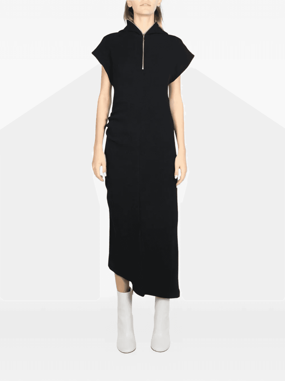 hooded half-zip midi dress - Image 1