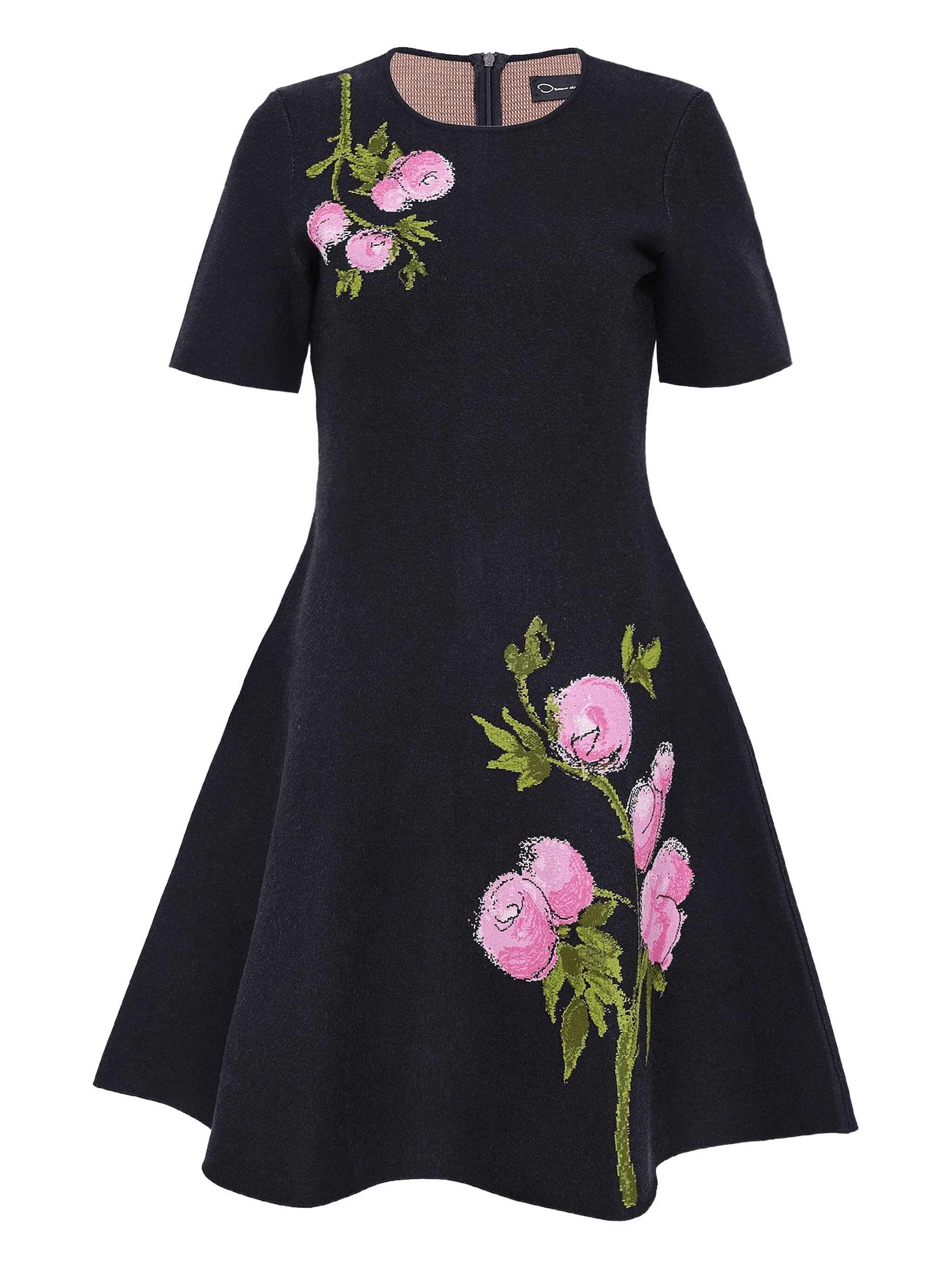 floral-embroidered short-sleeve mini dress - Image 1