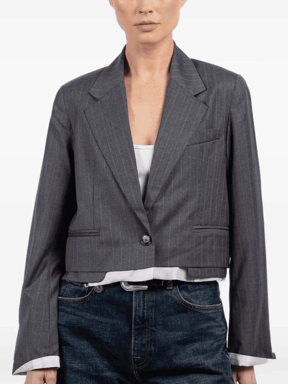 The Cocktail pinstripe-pattern cropped jacket - Image 1