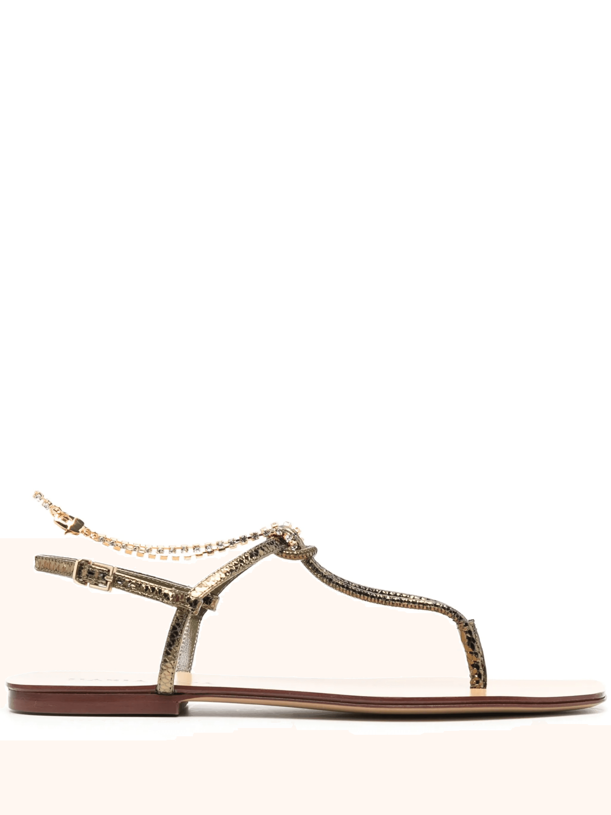 chain-link slip-on leather sandals - Image 1