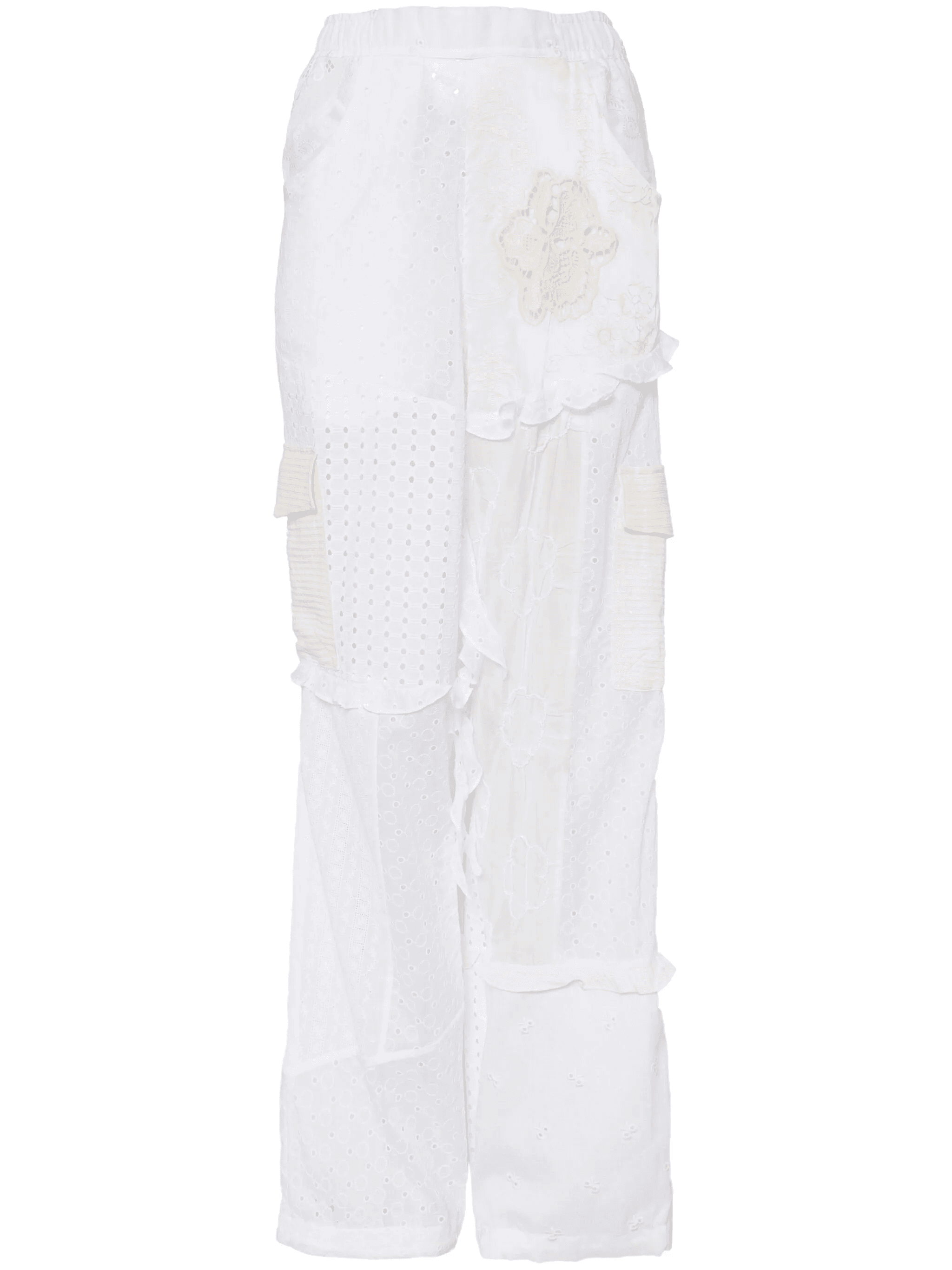 panelled broderie-anglaise cargo trousers - Image 1