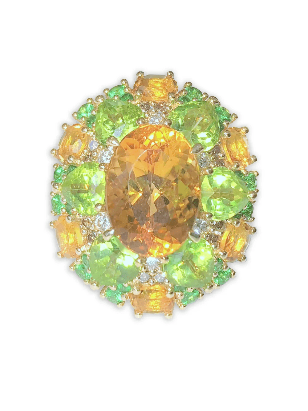 18K yellow gold multi-stone ring - Image 1