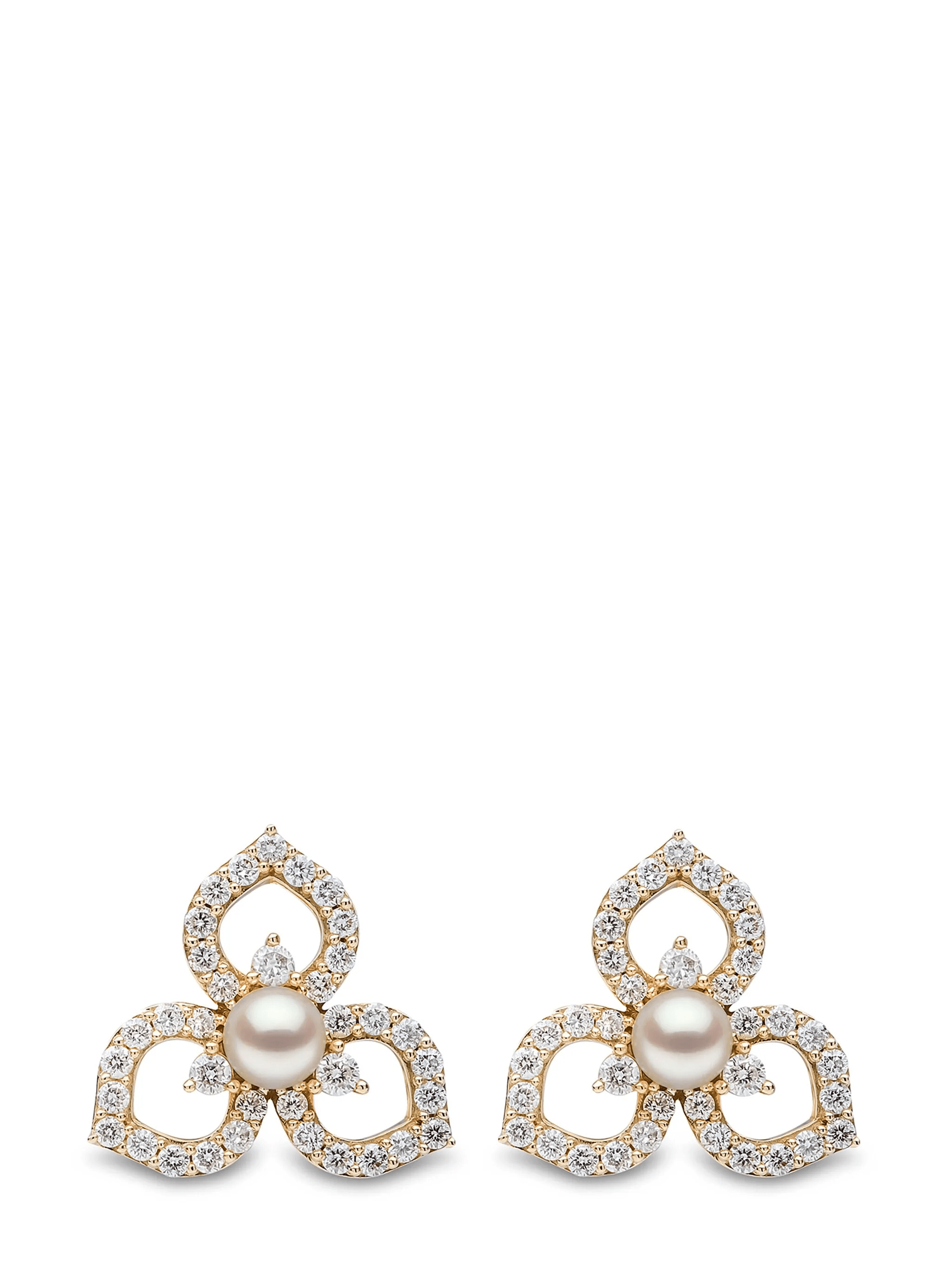 18kt yellow gold Petal pearl and diamond earrings - Image 1