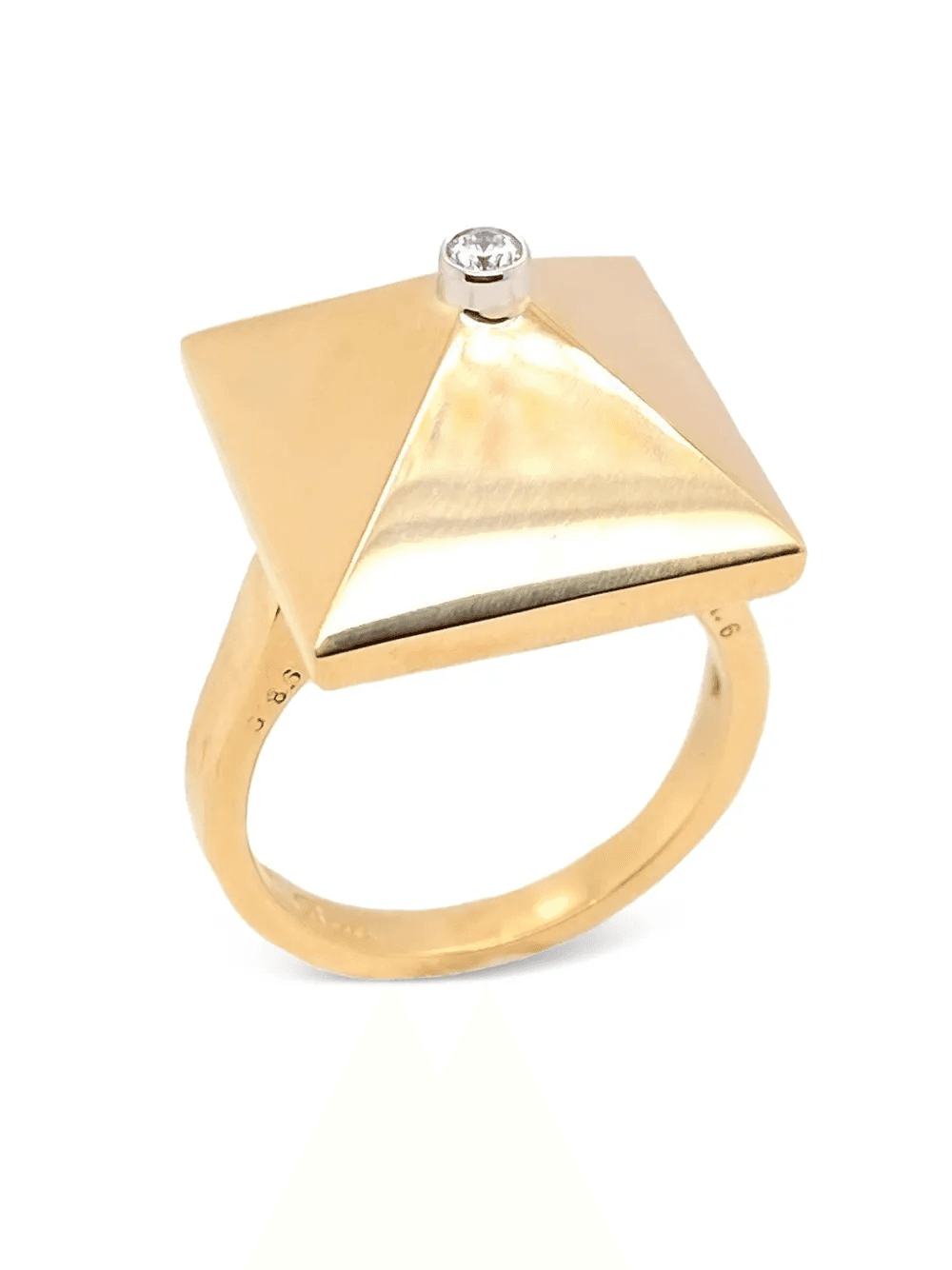 18K yellow gold Piramide diamond ring - Image 1