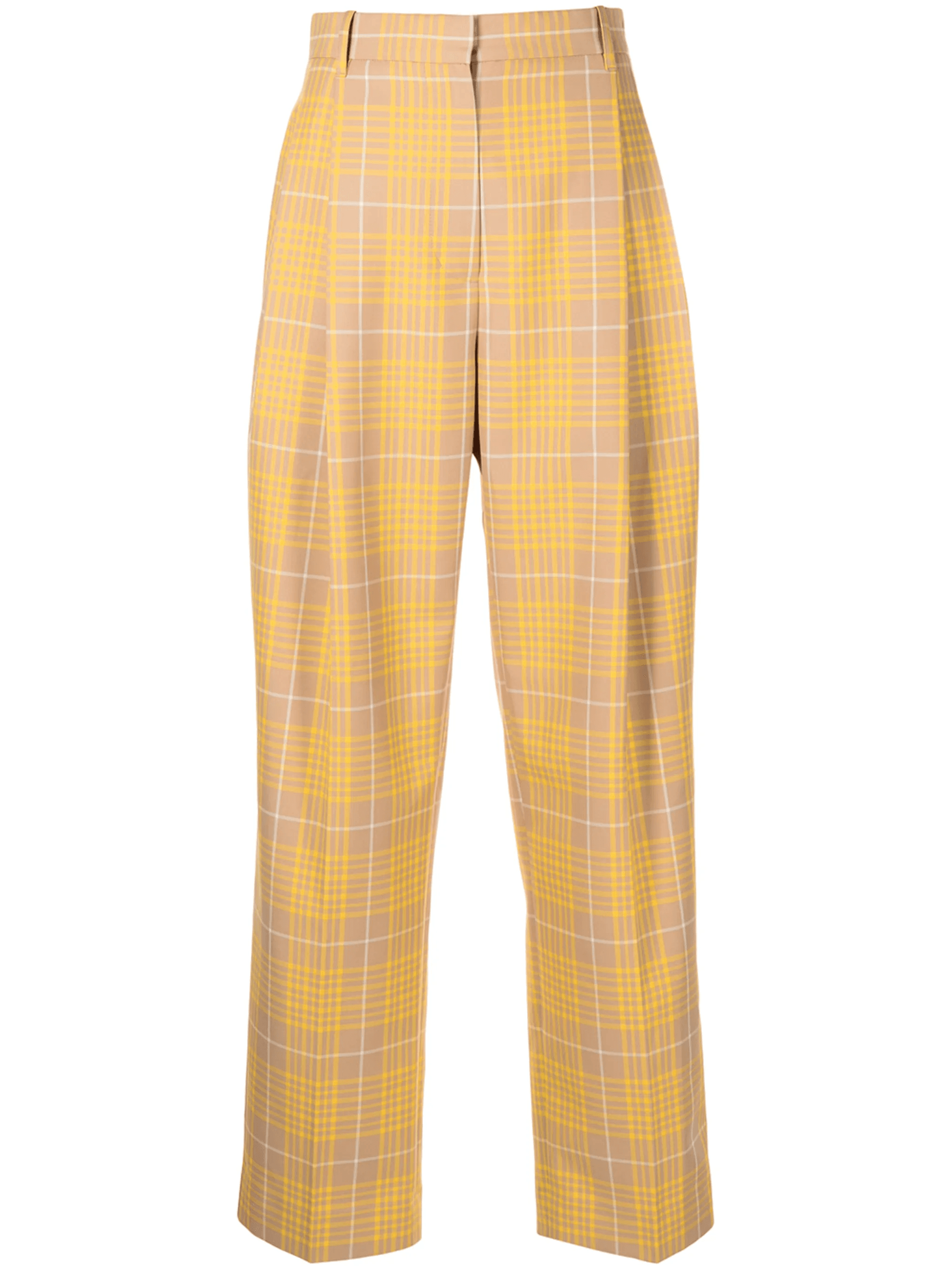 plaid jacquard straight leg trousers - Image 1