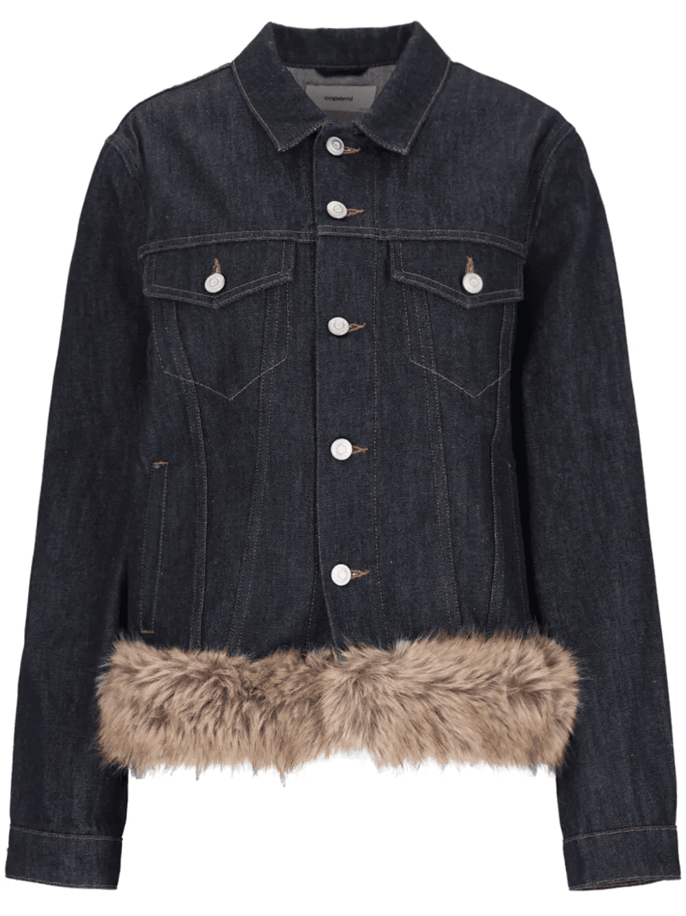 faux-fur hem denim jacket - Image 1
