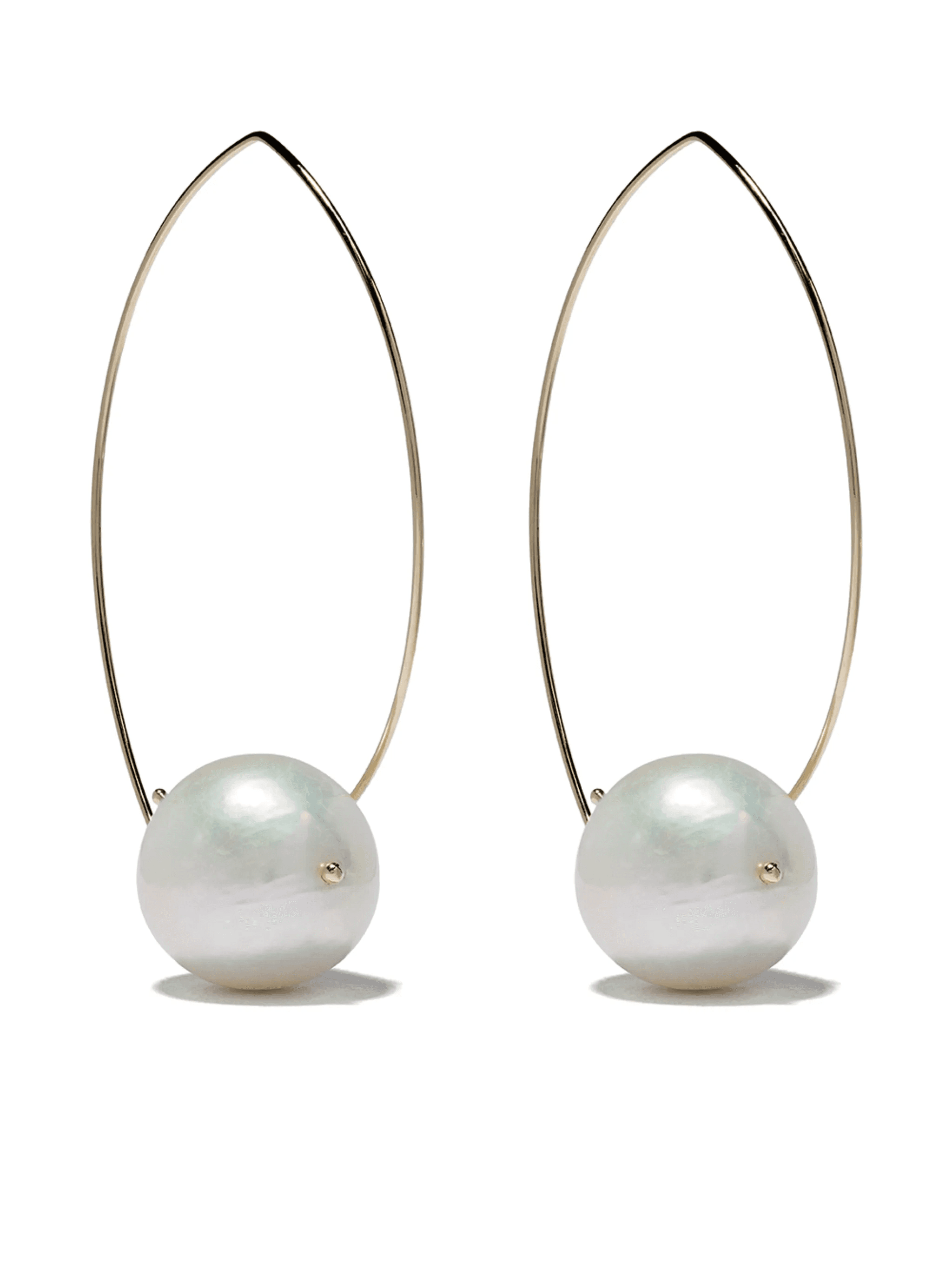 14kt gold pearl hoop earrings - Image 1