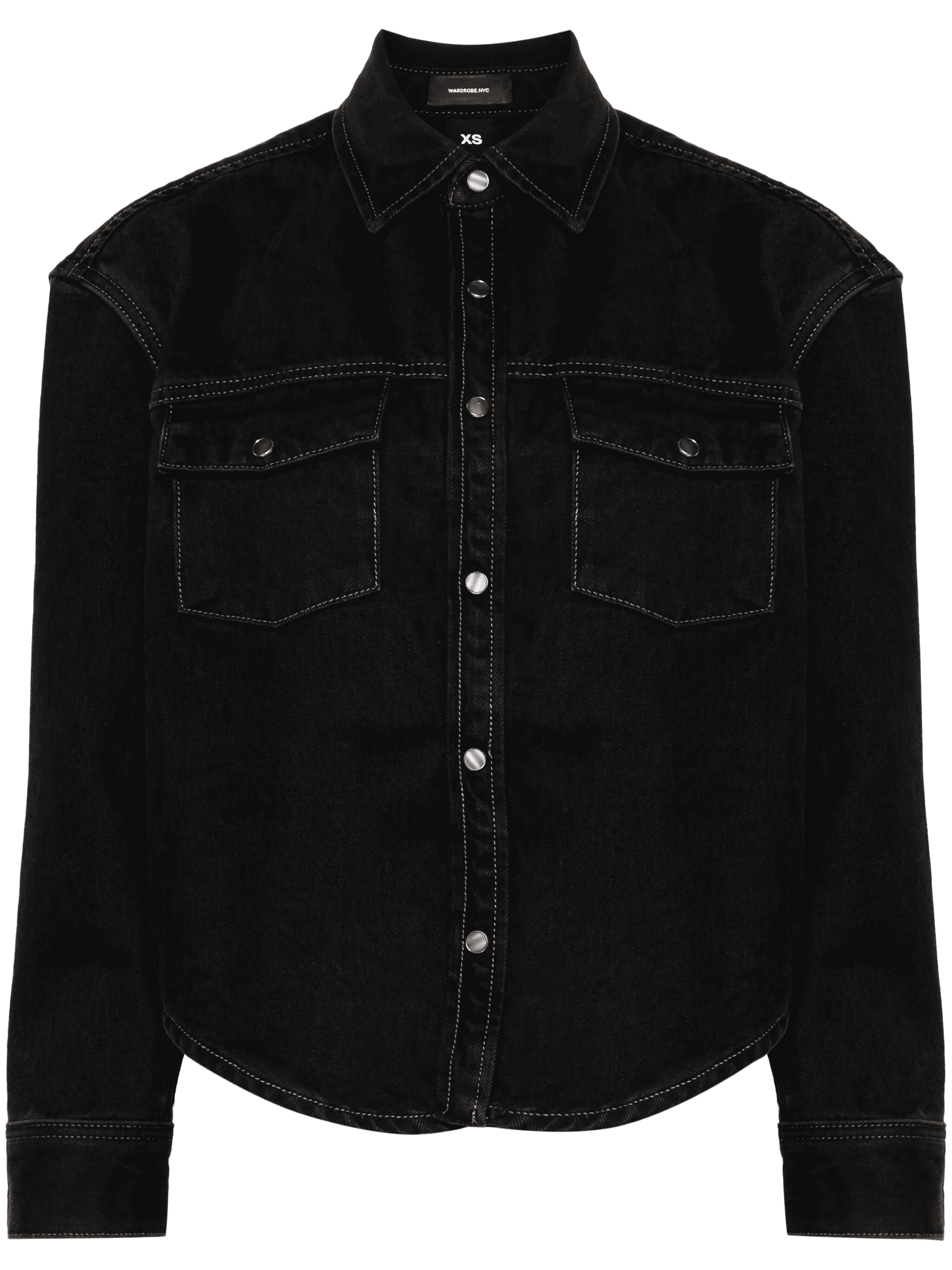 curved-hem denim jacket - Image 1