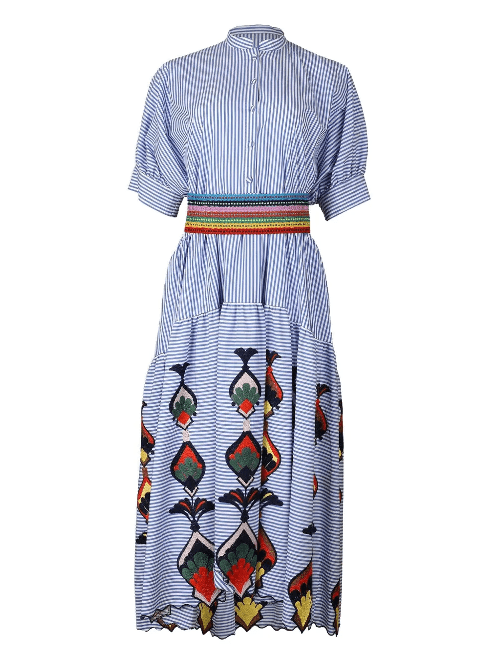 stripe-pattern midi dress - Image 1