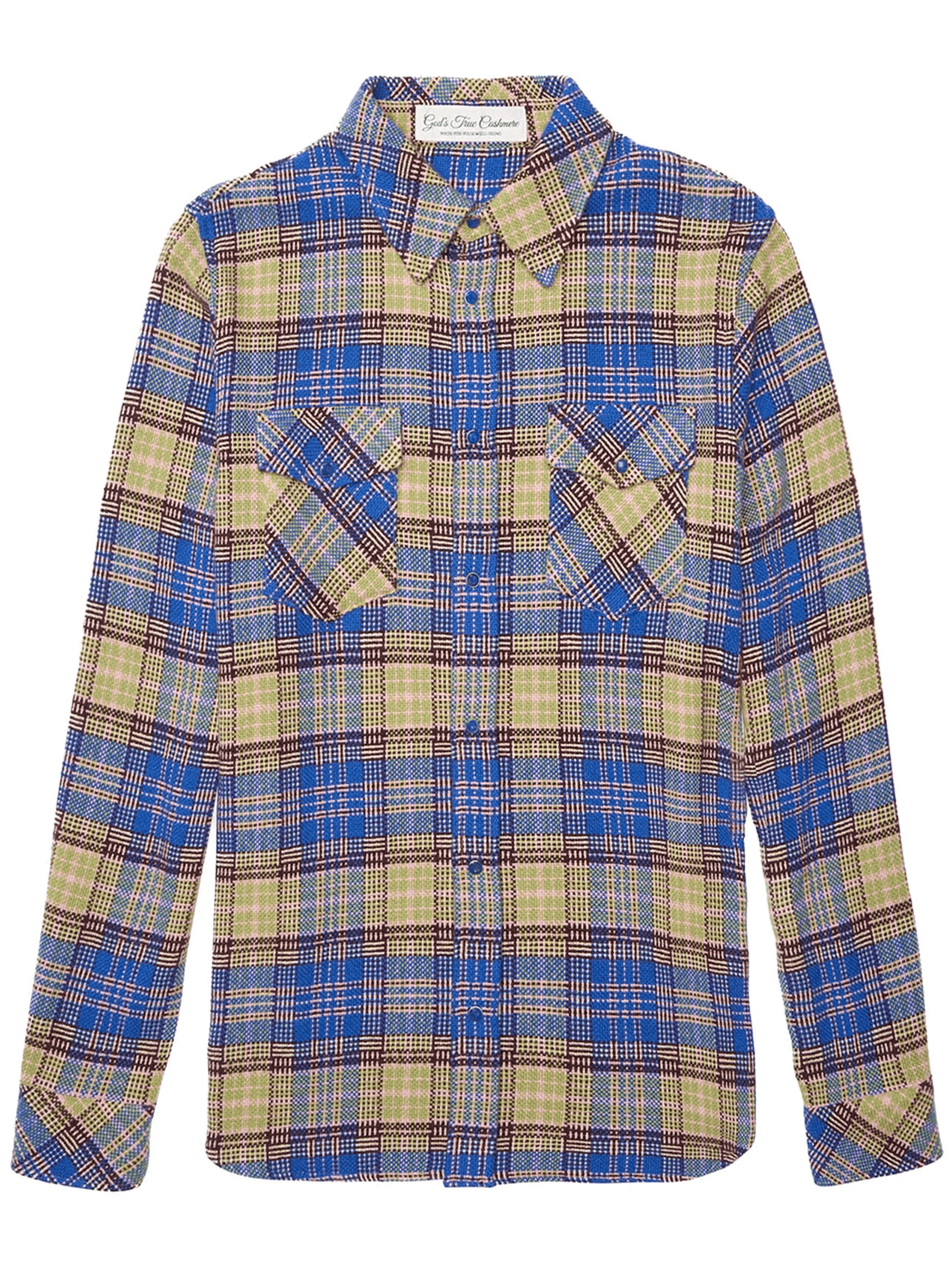 check-print cashmere overshirt - Image 1