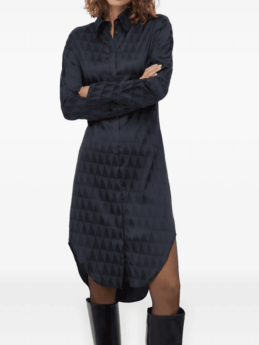 geometric-print shirt midi dress - Image 1