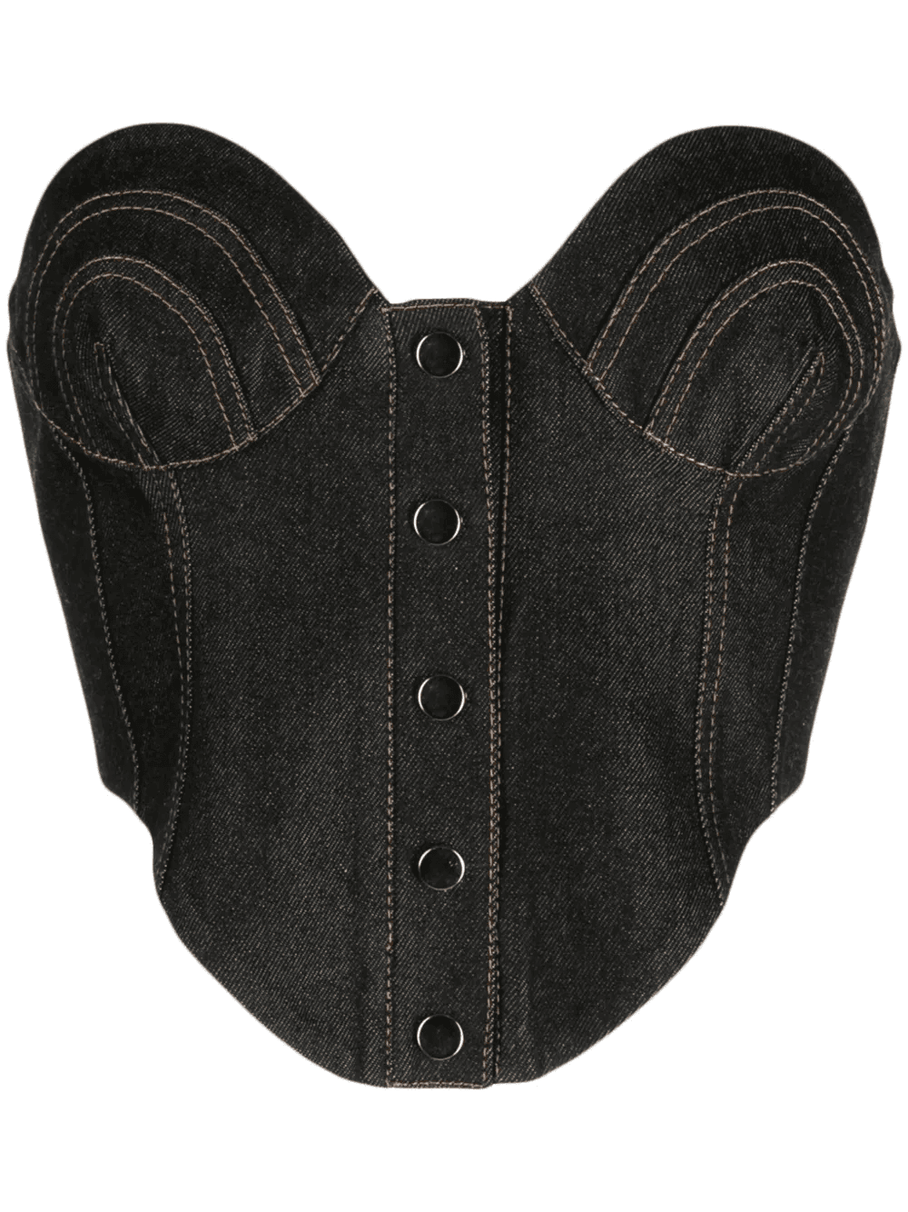 contrast-stitching denim corset - Image 1