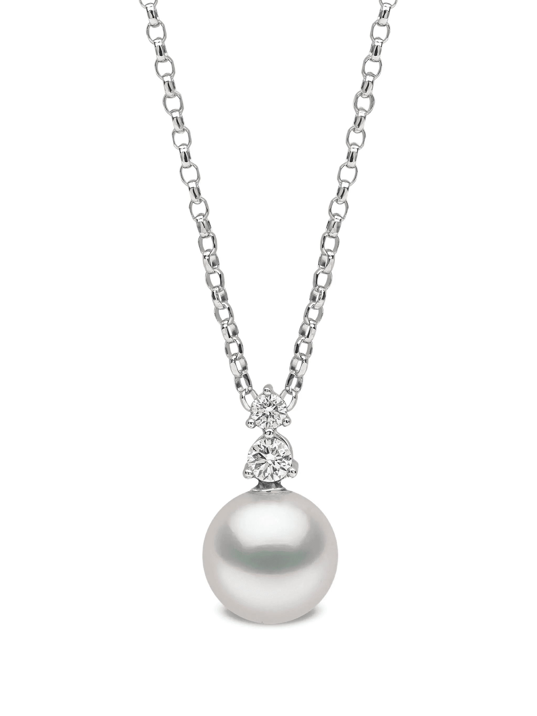 18K white gold akoya pearl and diamond pendant - Image 1