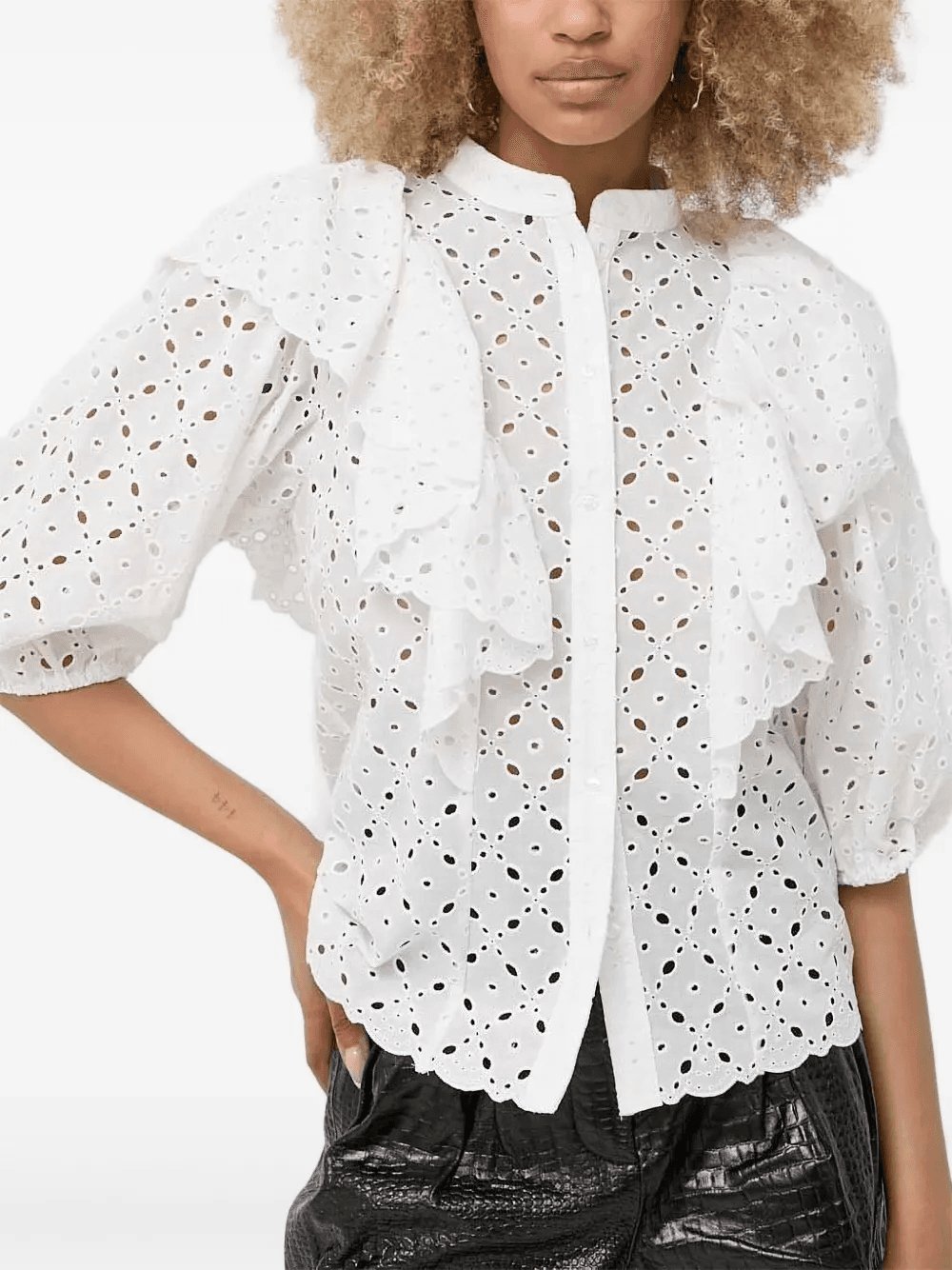 Honey eyelet-embroidered ruffle blouse - Image 1