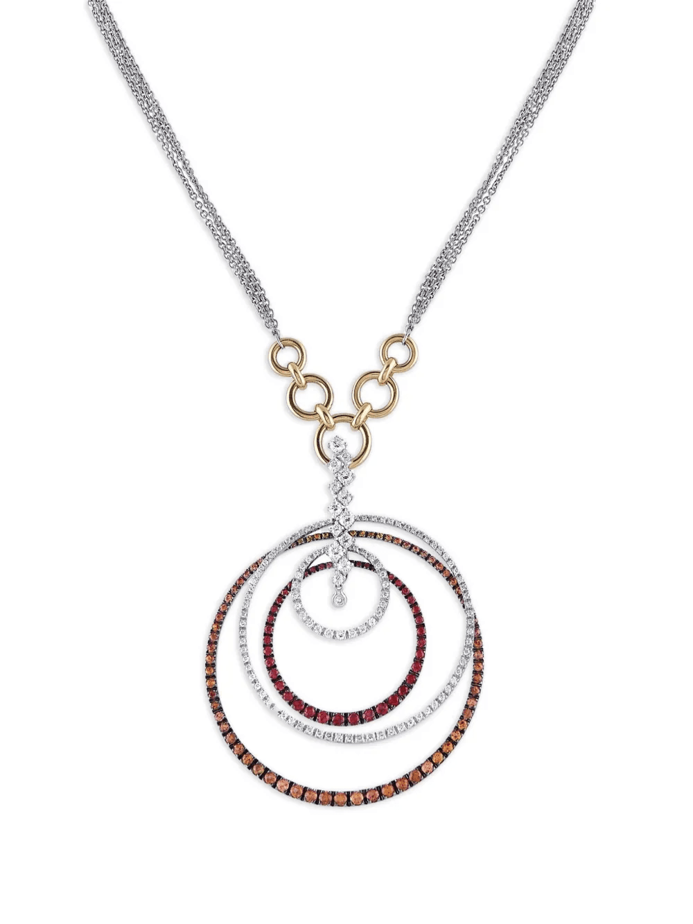 18K white gold diamond and sapphire necklace - Image 1