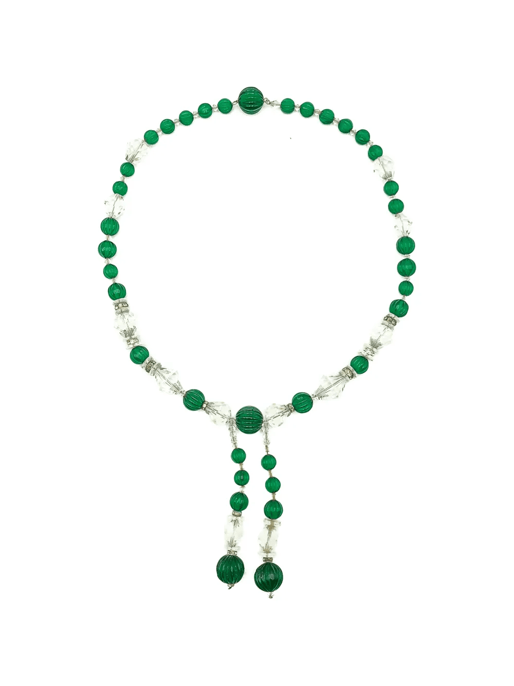 1920s art deco french melon cut emerald sautoir - Image 1