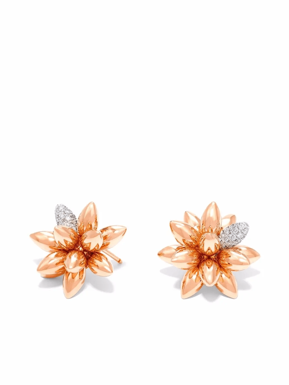 18kt rose gold hedgehog diamond small stud earrings - Image 1
