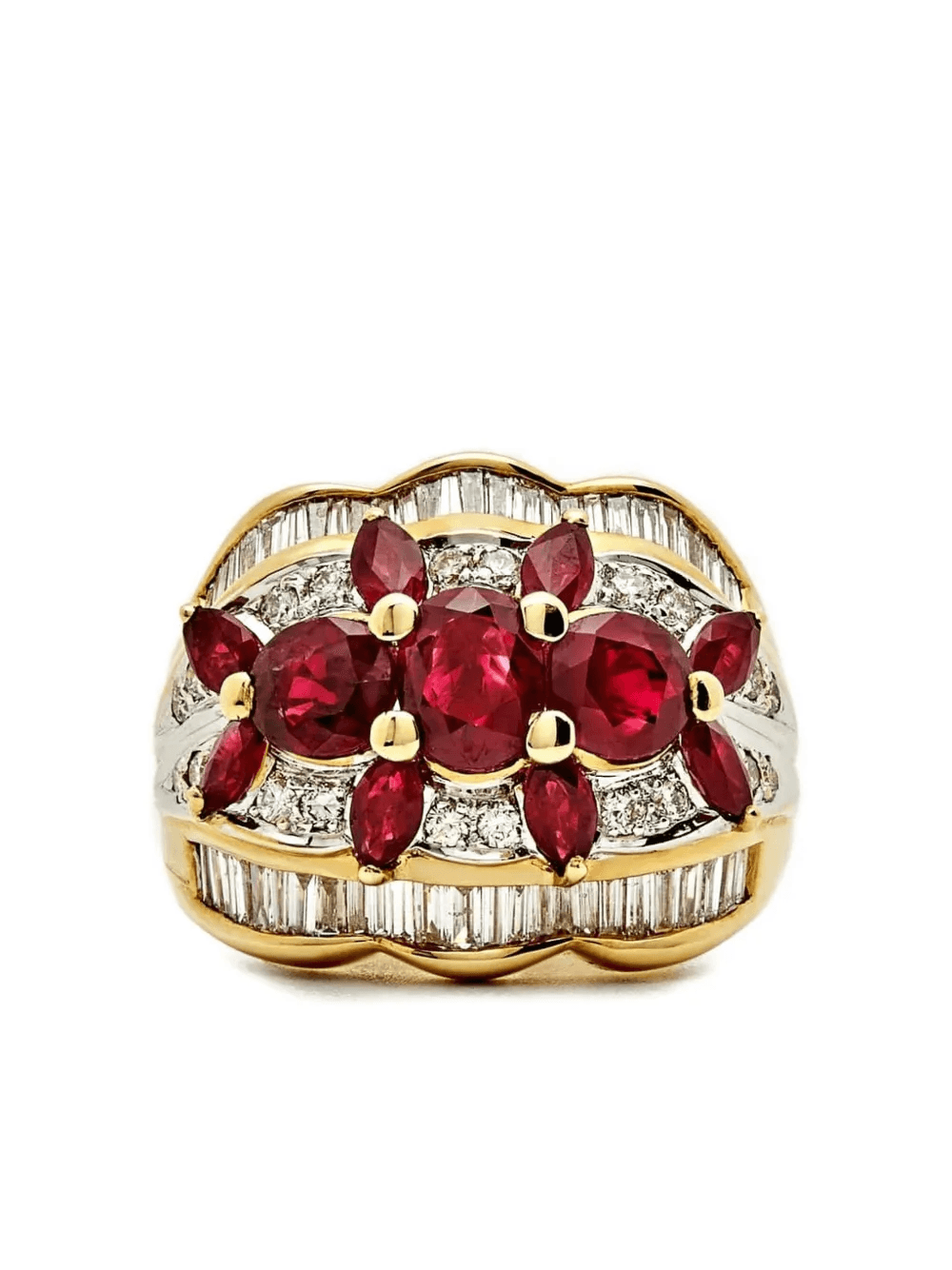 18K yellow gold ruby and diamond ring - Image 1